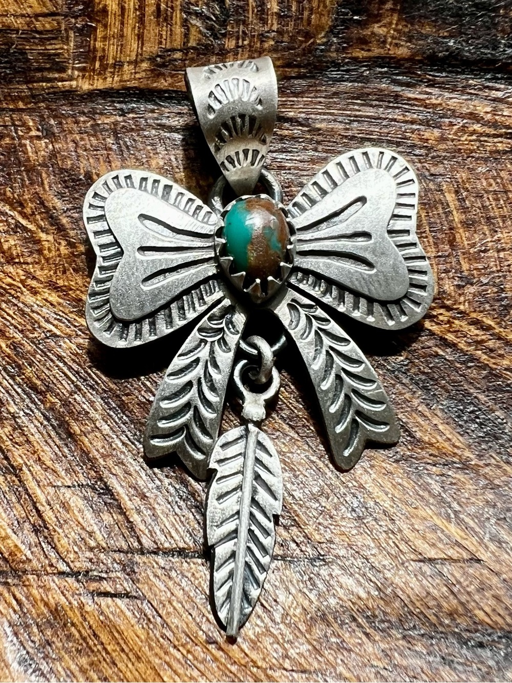 Sterling Silver Fox Turquoise Bow Pendant